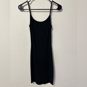 Skims black fine ribbed mini dress black size XS